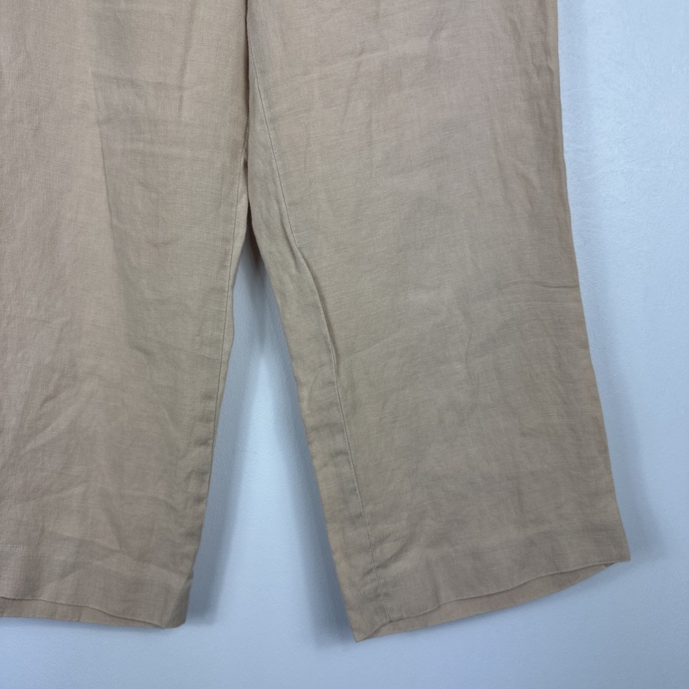 FOCUS 2000 Capri Pants Women's 6 Peach Tan 100% Linen Wide Leg Crop (Waist 32") - Picture 5 of 11